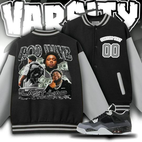 Custom Rod Wave Varsity Jacket, Rod Wave Last Lap Tour Varsity Jacket, Rod Wave Rap Jacket