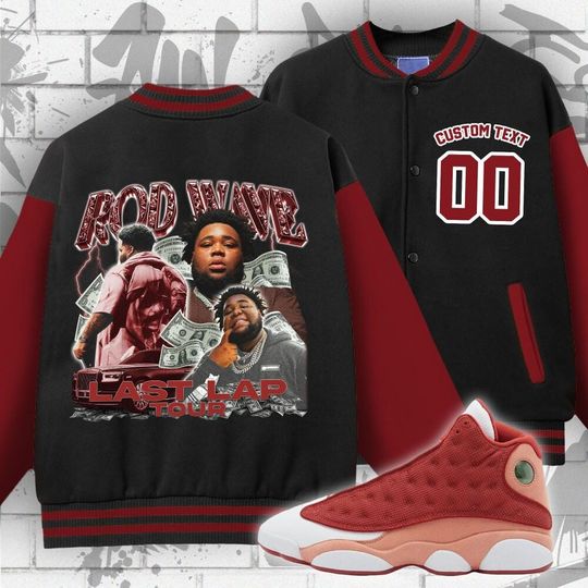 Custom Rod Wave Unisex Varsity Jacket, Rd Wave Last Lap Tour Varsity Jacket