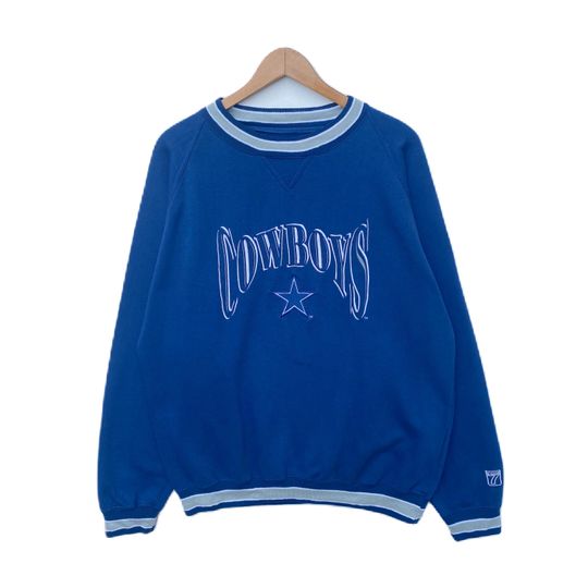 Vintage DALLAS COWBOYS football Sweatshirt Sweater Crew Neck Large Pullover Vtg National Football League American Super Bowl Logo 7 Ringer