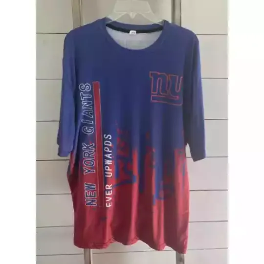 New York Giants Men’s Football 3D All Over Printed Blue Silky Fabric Shirt XXL