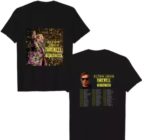 Elton John Farewell Yellow Brick Road The Final Tour 2022 2 Sided Music T-Shirt
