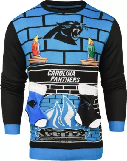 CAROLINA PANTHERS football TEAM APPAREL MENS 3D UGLY HOLIDAY SWEATER SMALL