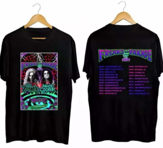 Rob Zombie and Alice Cooper 2024 Tour Concert Fan T-Shirt, Music 2 Sided T-Shirt
