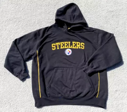 Steeler Hoodie Mens Large football Pullover 3D Spell out Embroidered Pittsburg Y2K