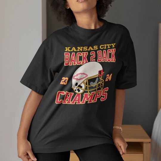 Kansas City Back to Back SuperBowl Champions TShirt, Superbowl LVIII Champs Shirt, Unisex Retro KC Football Tee, Chief Football Crewneck Tee