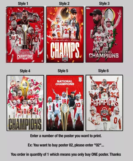 Ohio State Buckeyes Football Champions 2025 Rose Bowl Poster