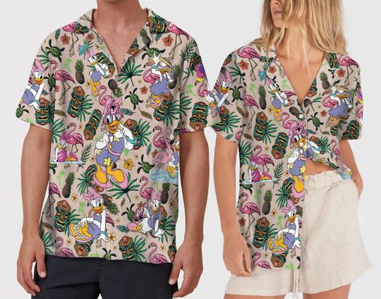 Daisy Duck Aloha Shirt, Disney Hawaiian Shirt for Summer Vacation, Beach Hawaii Shirt, Daisy Button Up Shirt