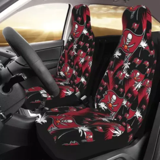 2pcs Tampa Bay Buccaneers Elastic Car Seat Covers Hawaii Printed Seat Cover Soft