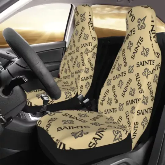 2pcs New Orleans Saints Elastic Car Seat Covers Front Rear Printed Seat Cover