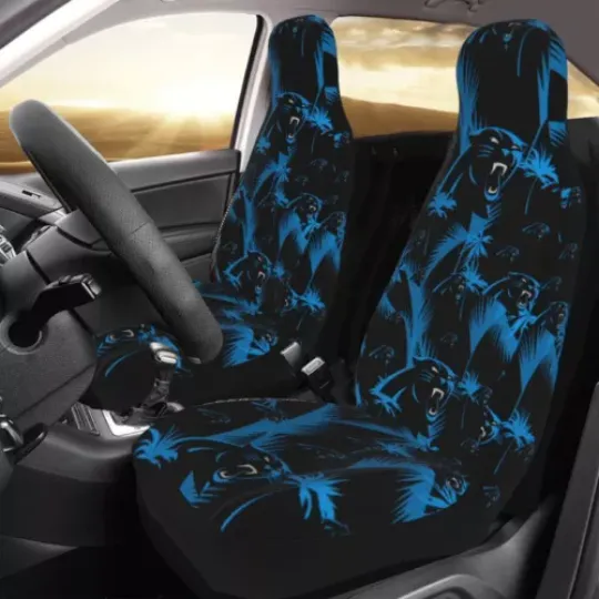 2pcs Carolina Panthers Elastic Car Seat Covers Hawaii Printed Seat Cover Soft