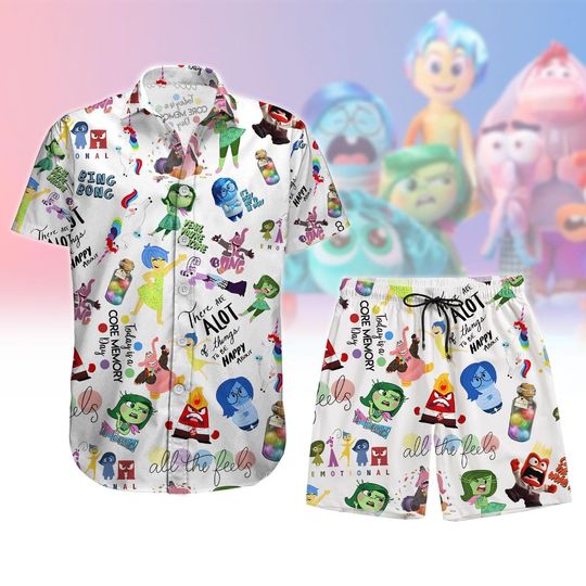 Inside Out 2 Button Shirt, It's Okay To Feel All The Feels T-Shirt, Disney Movie Short, Mental Health Hawaiian Shirt, Disney Lover Gift