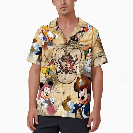 Disney Pirates of Caribbean Hawaiian Shirt, Mickey and Friends Hawaii Shirt, Cruise Summer Vacation Shirt, Vintage Beach Shirt