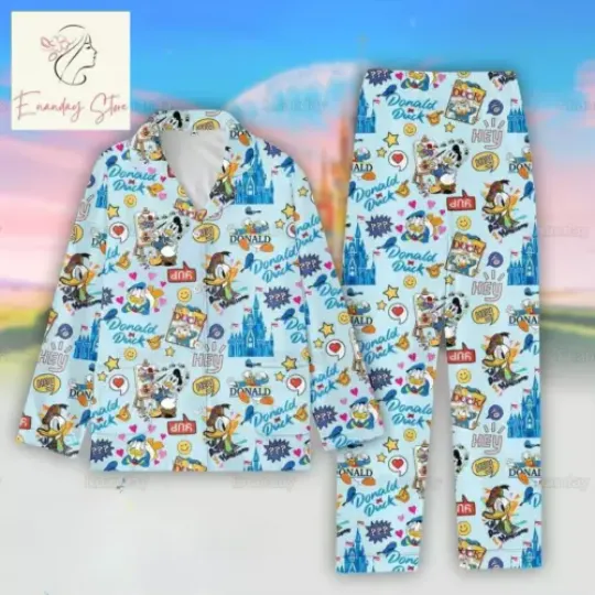 Donald Duck Pajamas Set, Disney Duck Pajamas, Donald Duck Holiday Pajamas,