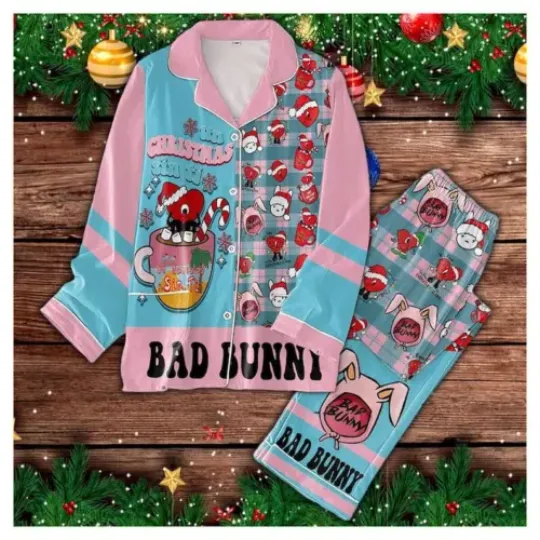 B-a-d Bunny Un Christmas Sin Ti Pajamas Set, Most Wanted Tour 2024 Pjs, Nadie Sa