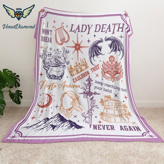 Nesta Archeron Doodle Art Blanket, Nesta Archeron Merch, A Court of Silver Flames Nesta Shirt, Feyre And Rhysand, Acotar Merch,Bookish Gift