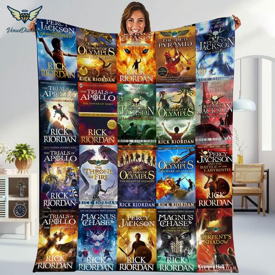 Rick Riordan Books Blanket | Percy Jackson Fleece Blanket | Heroes Of Olympus | Camp Halfblood Blanket | Bookish Fleece Blanket