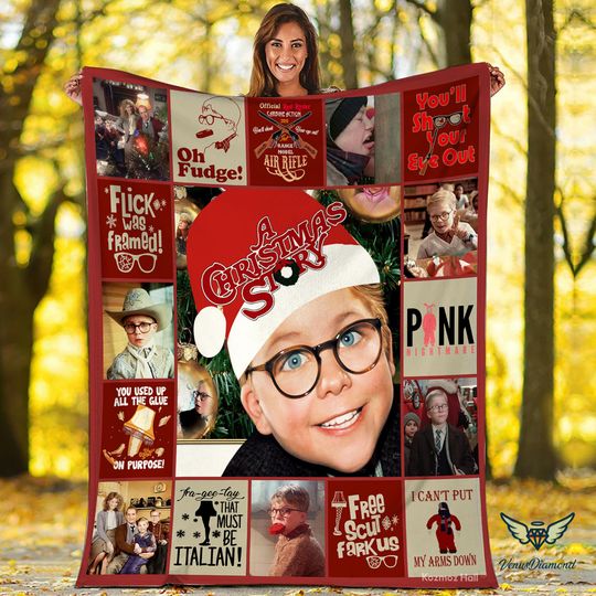 A Christmas Story Fleece Blanket, Ralphie Blanket, Leg Lamp Oh Fudge Pink Nightmare, Christmas Movie Blanket, Christmas Gift, Birthday Gifts