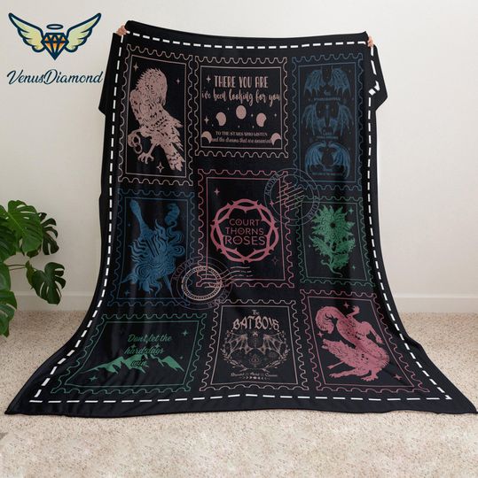 Acotar Bat Boys Stamps Blanket | The Night Court Blanket| Velaris Night Court | Bat Boys Wings