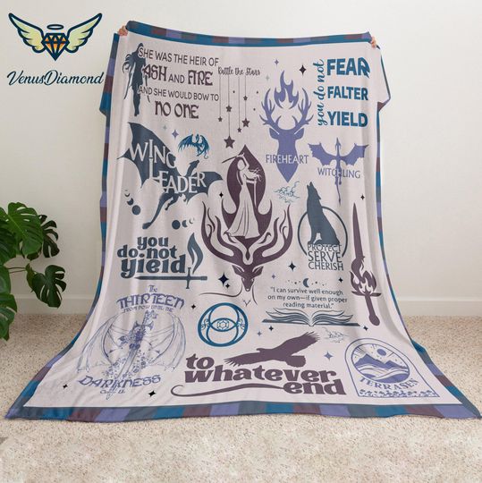 Throne of Glass Fleece Blanket, SJM Merch, Acotar Merch, Bookish Gift, Manon Blackbeak, Rowan Whitethorn