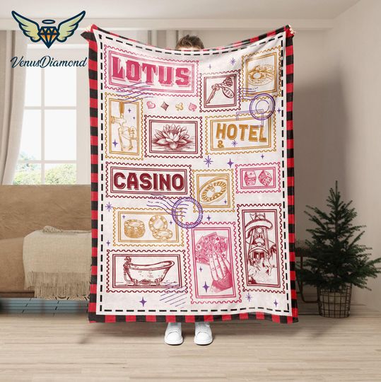 Lotus Hotel & Casino Stamps Art Blanket, Camp Half Blood, Heroes Of Olympus, Percy Jackson and The Olympians, Bookish Gifts For Her