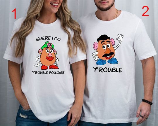 Toy Story Where I Go Trouble Follows Shirt, Mr And Mrs Potato Matching Shirt, Couple Matching Shirts, Disney Toy Story Potato Couple Shirt