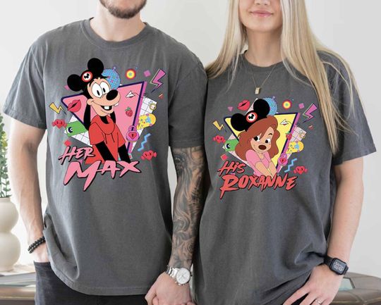 Disney His And Her Shirt, Her Max His Roxanne Couple Tee, Her Max His Roxanne Couple Tee, Disneyland Valentine's Day Tee, Disney Couple Tee