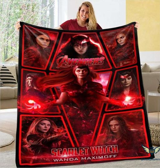 Scarlet Witch Elizabeth Olsen Blanket, Wanda Maximoff Blanket Gift, Scarlet Witch Merch, Scarlet Witch Fan, Christmas Blanket