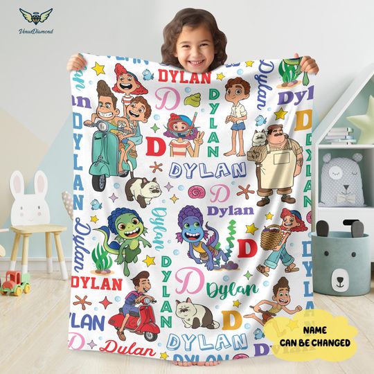 Personalized Luca Blanket, Disneyland Watercolor Blanket, Luca Movie, Luce Blanket, Birthday Gifts Blanket, Luca Fleece Blanket