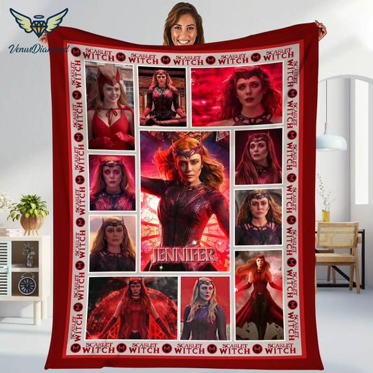 Scarlet Witch Personalized Blanket, Superhero Blanket, Wanda Maximoff, Christmas Gift, Birthday Gifts