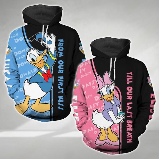 Disney Donald And Daisy Duck Hoodie, Custom Disney Matching Hoodie, Valentines Day Gift, Gift For Couples, Honeymoon Gift