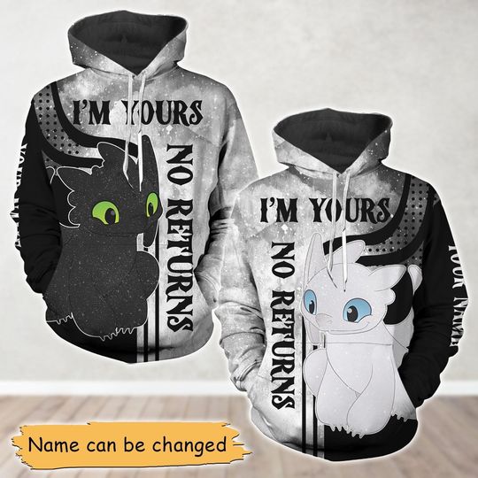 Couple Light Fury and Night Fury Hoodie, Custom Toothless Couple Hoodie, I'm Yours No Return Hoodie, How To Train Your Dragon Shirt