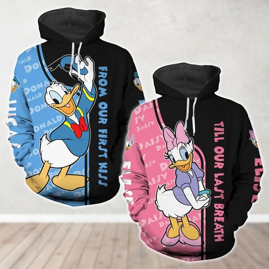 Custom Donald And Daisy Couple Hoodie, Disney Duck Shirt, From Our First Kiss Till Our First Breath Matching Hoodie, Valentine Day Gift