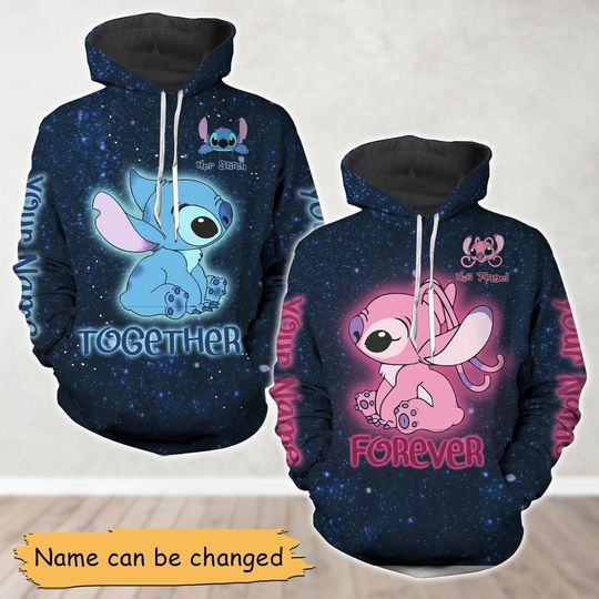 Custom Stitch And Angel Couple Hoodie, Together Forever Matching Shirt, Her Stitch His Angel, You And Me We Got This Couple Outfits