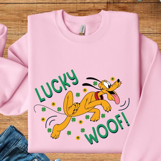 Lucky Disney Pluto Sweater, St. Patrick's Day Sweatshirt, Shamrock Sweater, Saint Patrick's Day Gift