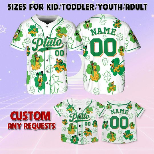 Mickey And Friends Pluto Lucky Sham Rock Jersey, Mickey And Friends Patrick's Day Jersey, Disney Pluto Lucky Shirt, Green Day Irish Shirt