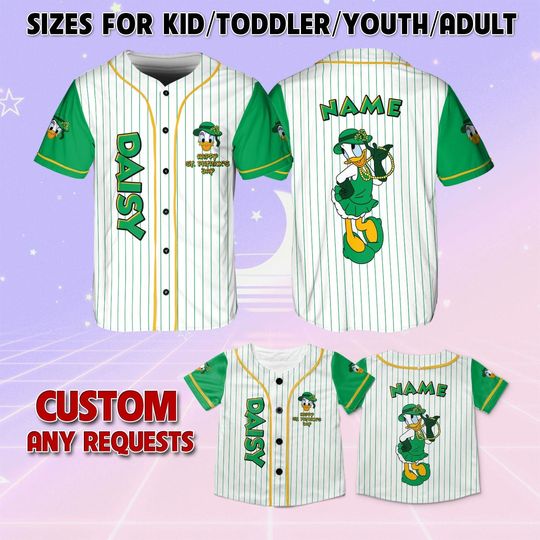 Mickey And Friends Daisy Green Day Irish Jersey, Disney Mickey And Co Patrick's Day Jersey, Daisy Lucky Shirt, Daisy Green Striped Jersey