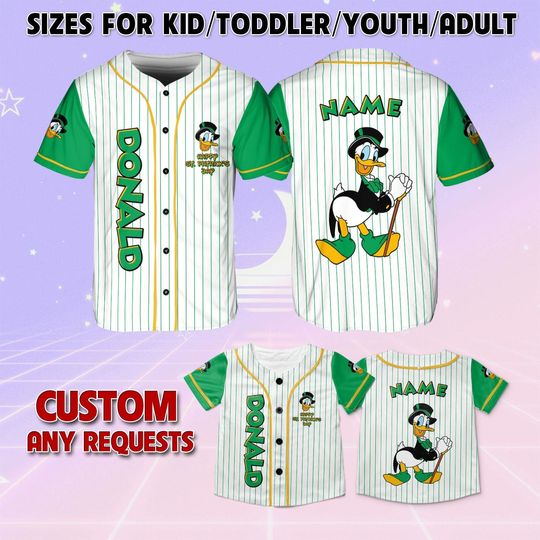 Mickey And Friends Donald Green Day Irish Jersey, Disney Mickey And Co Patrick's Day Jersey, Donald Lucky Shirt, Donald Green Striped Jersey