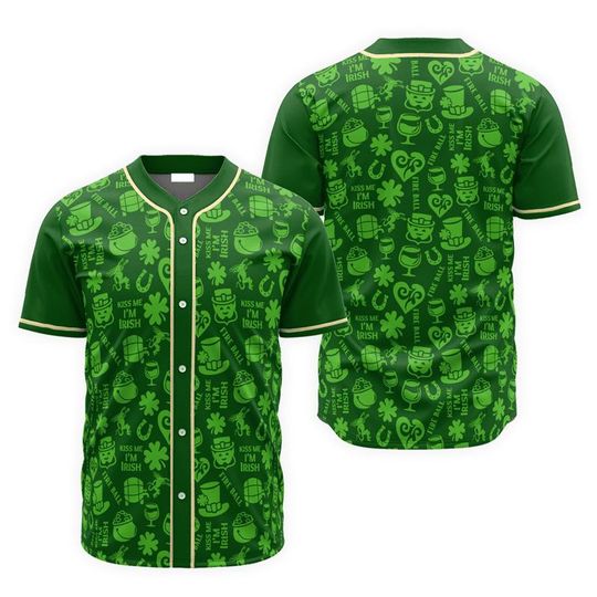 Doodle Pattern Saint Patrick's Day Fireball Whiskey Baseball Jersey - Fireball Jersey Shirt For Men Women, Fireball Baseball Shirt