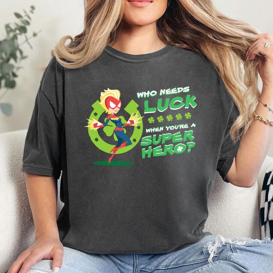 Marvel Captain Marvel Who Needs Luck St. Patrick's Day Shirt, Marvel Patricks Day Shirt, Captain Marvel Saint Patricks Day Shirt