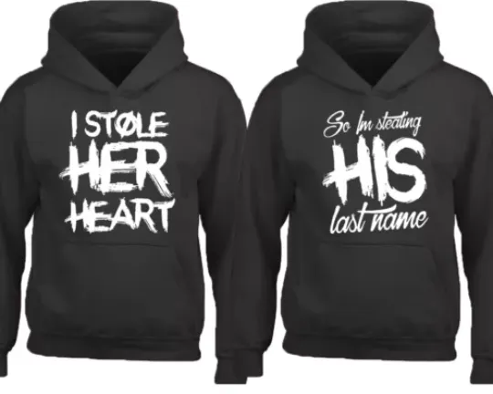 I Stole Heart LAST NAME Couple Matching HOODIE Valentines Funny Love Hoodie, Matching Couple Valentines Day Gift