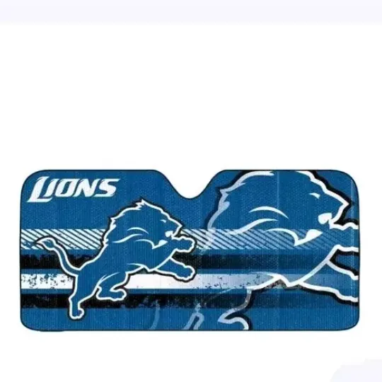 Detroit Lions Car Sun&nbsp;Shade. SIZE 27.5 IN × 58 IN.