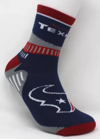 Houston Texans football Navy Blue, Red and Gray Adult 1/4 Quarter Socks *Large