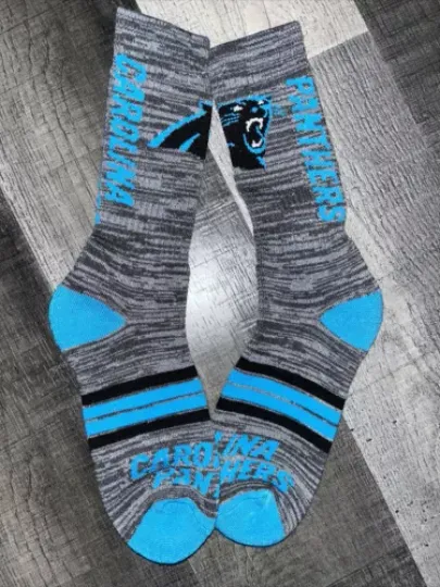 CAROLINA PANTHERS football FOOTBALL TEAM LOGO CREW VERTICAL LENGTH SOCKS LARGE