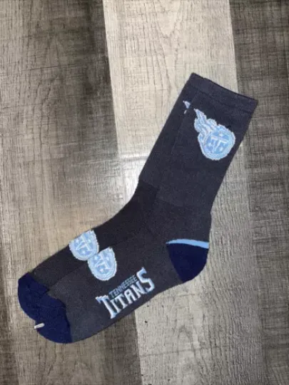TENNESSEE TITANS football TEAM LOGO CHARCOAL STRETCH CREW SOCKS MENS LARGE