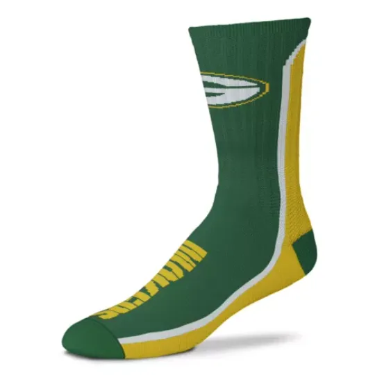 Green Bay Packers V-Curve Mens Large Crew Socks football Fits 10-13 Gift Cheese Love