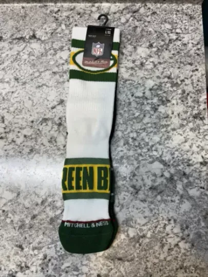 Green Bay Packers Hail Mary Crew Socks - Mitchell & Ness - Size L/XL *NEW*