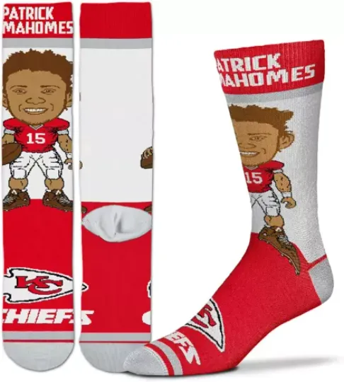 Patrick Mahomes MVP Player KC Chiefs football Mens Large Crew Socks Kansas City