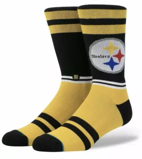 Stance football Pittsburgh Steeler Sideline Logo Crew Socks Men's Medium 6 - 8.5 NWT