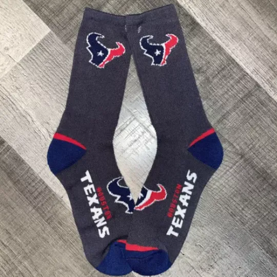 HOUSTON TEXANS football TEAM LOGO CHARCOAL STRETCH CREW SOCKS LARGE
