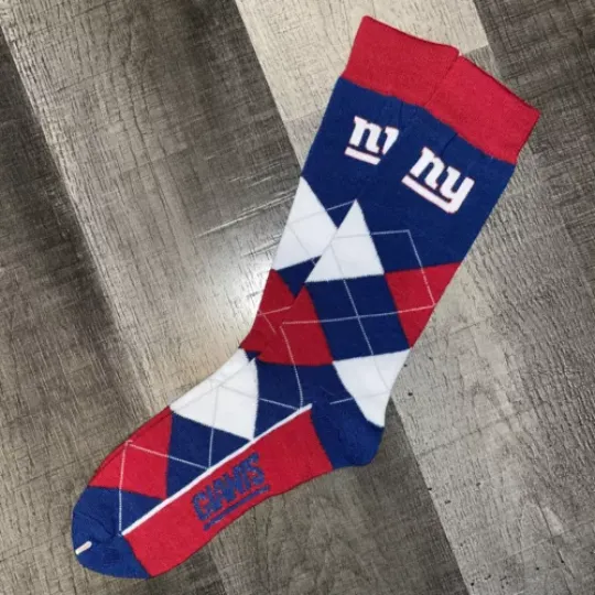 NEW YORK GIANTS football FOOTBALL LOGO LINEUP ARGYLE DRESS SOCKS LARGE